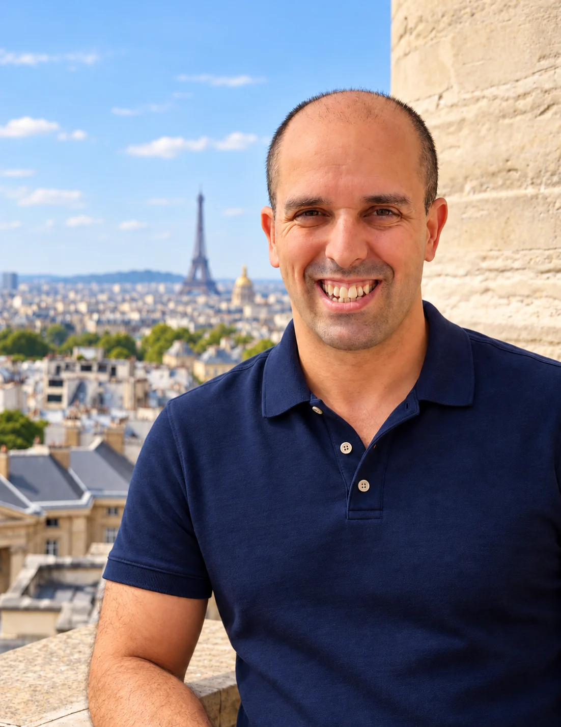 Retrato de Leandro con París al fondo